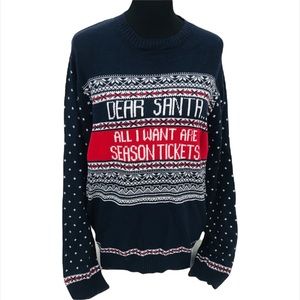 Jingles & Joy Dear Santa All I Want Are Season Tickets Sweater, Blue, Large
